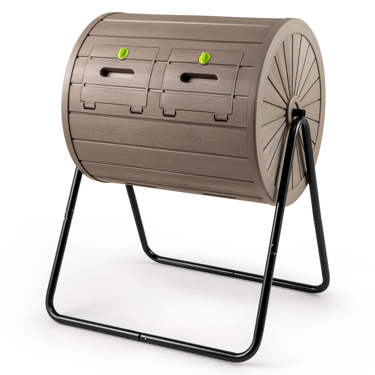 LIVSK Trommelcomposter 142 L - 2 Kamers - Afsluitbare Deuren - Buiten Compostbak - Bruin