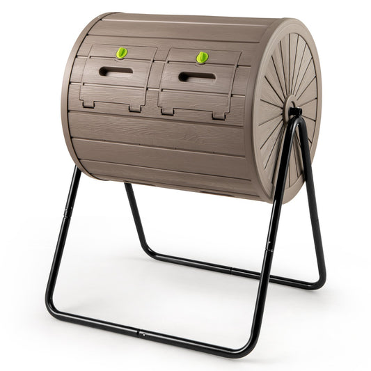 LIVSK Trommelcomposter 142 L - 2 Kamers - Afsluitbare Deuren - Buiten Compostbak - Bruin