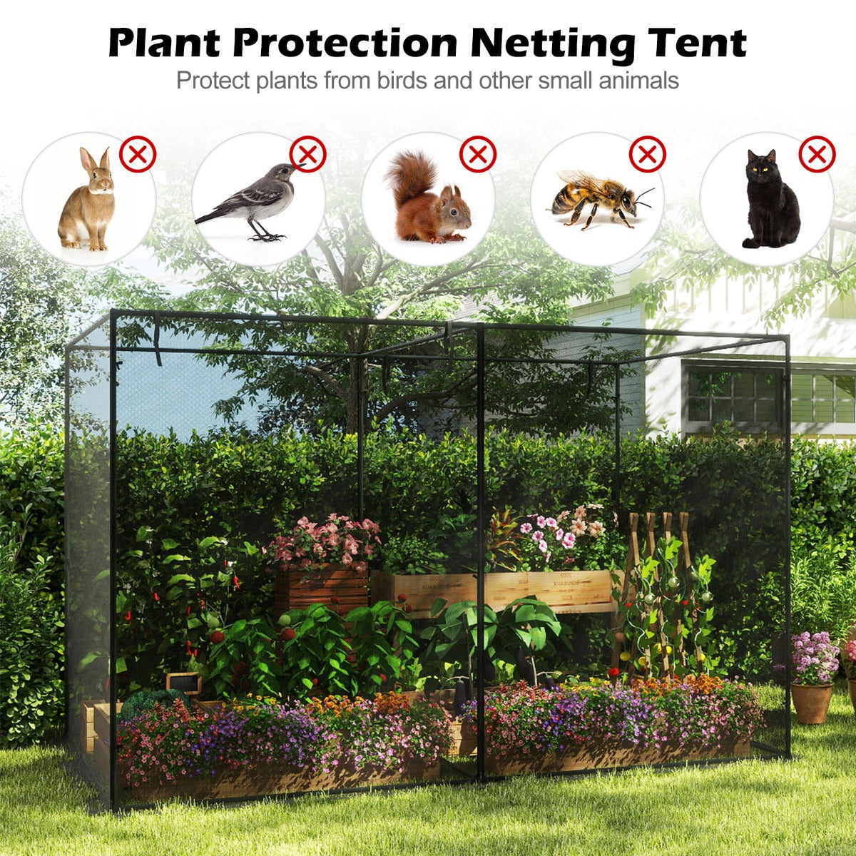 LIVSK Tuinkas - Ruime Bescherming voor Planten - Metalen Frame - Eenvoudige Toegang met Ritssluitingen - 310 x 200 x 200 cm -