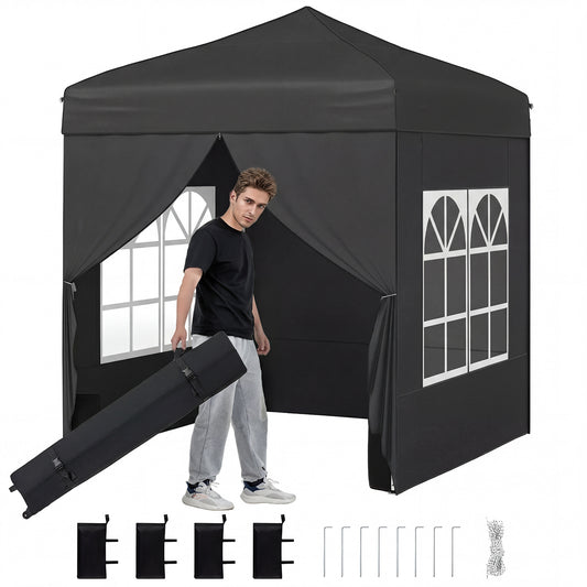 LIVSK Tuinpaviljoen 2x2m - Robuust Metalen Frame - Verstelbare Hoogte - Afneembare Zijwanden - Draagtas met Wielen -
