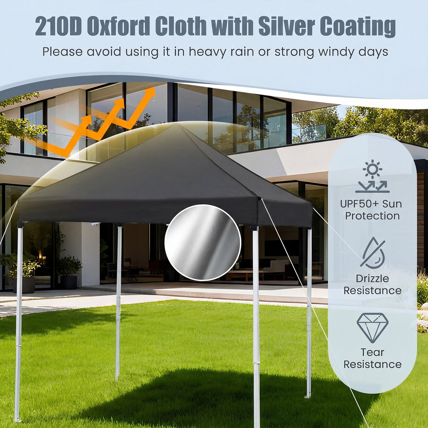 LIVSK Tuinpaviljoen 2x2m - Robuust Metalen Frame - Verstelbare Hoogte - Afneembare Zijwanden - Draagtas met Wielen -