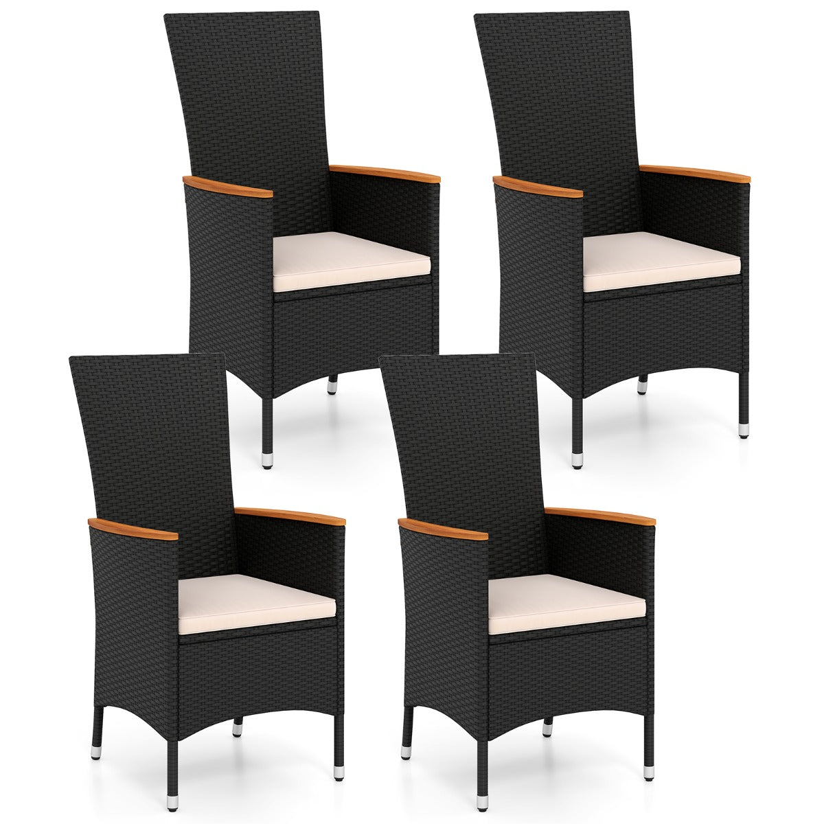 LIVSK Tuinstoelen Set - Hoogwaardig PE-Rotan - Comfortabele Kussens - Ergonomisch Ontwerp - Draagvermogen 180 kg - Zwart