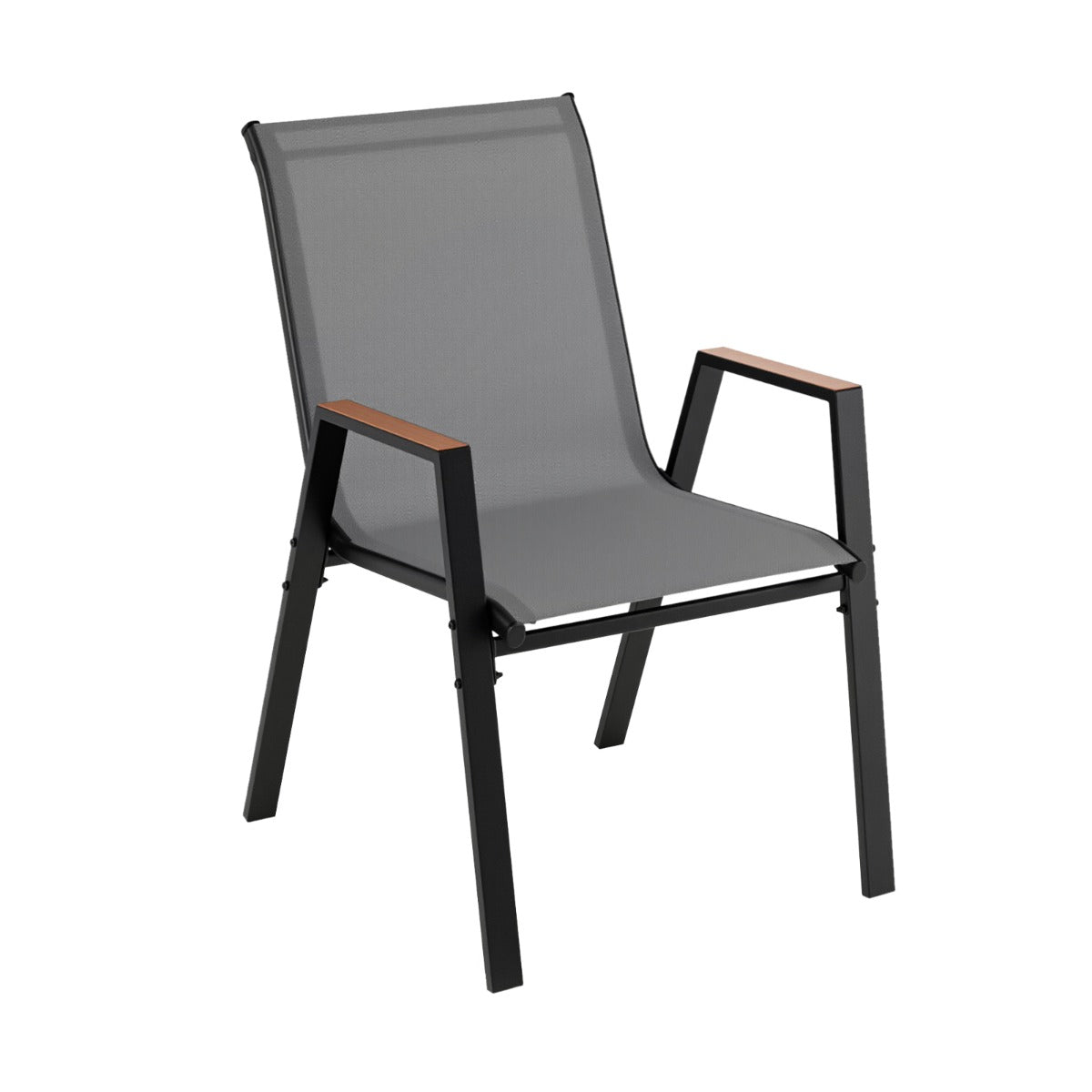 LIVSK Tuinstoelen Set van 8 - Ademend Teslin-weefsel - Ergonomische Rugleuning - Stapelbaar - Tot 180 kg - Grijs
