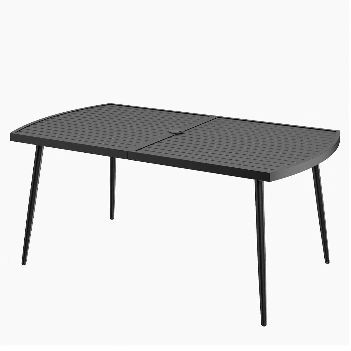 LIVSK Tuintafel 160 x 90 cm - Voor 6 Personen - Robuust Metaal - Parasolgat 4 cm - Eenvoudige Montage - Zwart