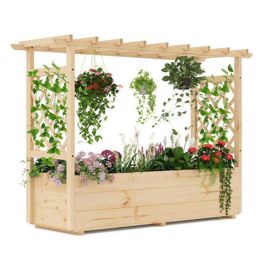 LIVSK Verhoogde Houten Plantenbak - 100% Vurenhout - Efficiënt Drainagesysteem - Ideaal voor Tuin en Balkon - Natuurlijk