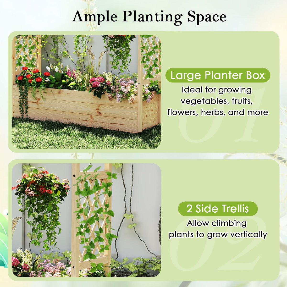 LIVSK Verhoogde Houten Plantenbak - 100% Vurenhout - Efficiënt Drainagesysteem - Ideaal voor Tuin en Balkon - Natuurlijk