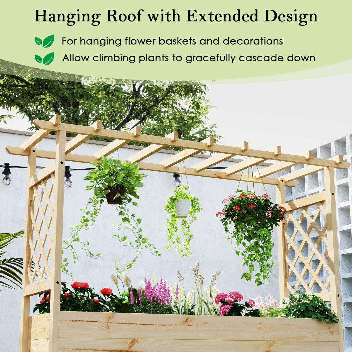 LIVSK Verhoogde Houten Plantenbak - 100% Vurenhout - Efficiënt Drainagesysteem - Ideaal voor Tuin en Balkon - Natuurlijk