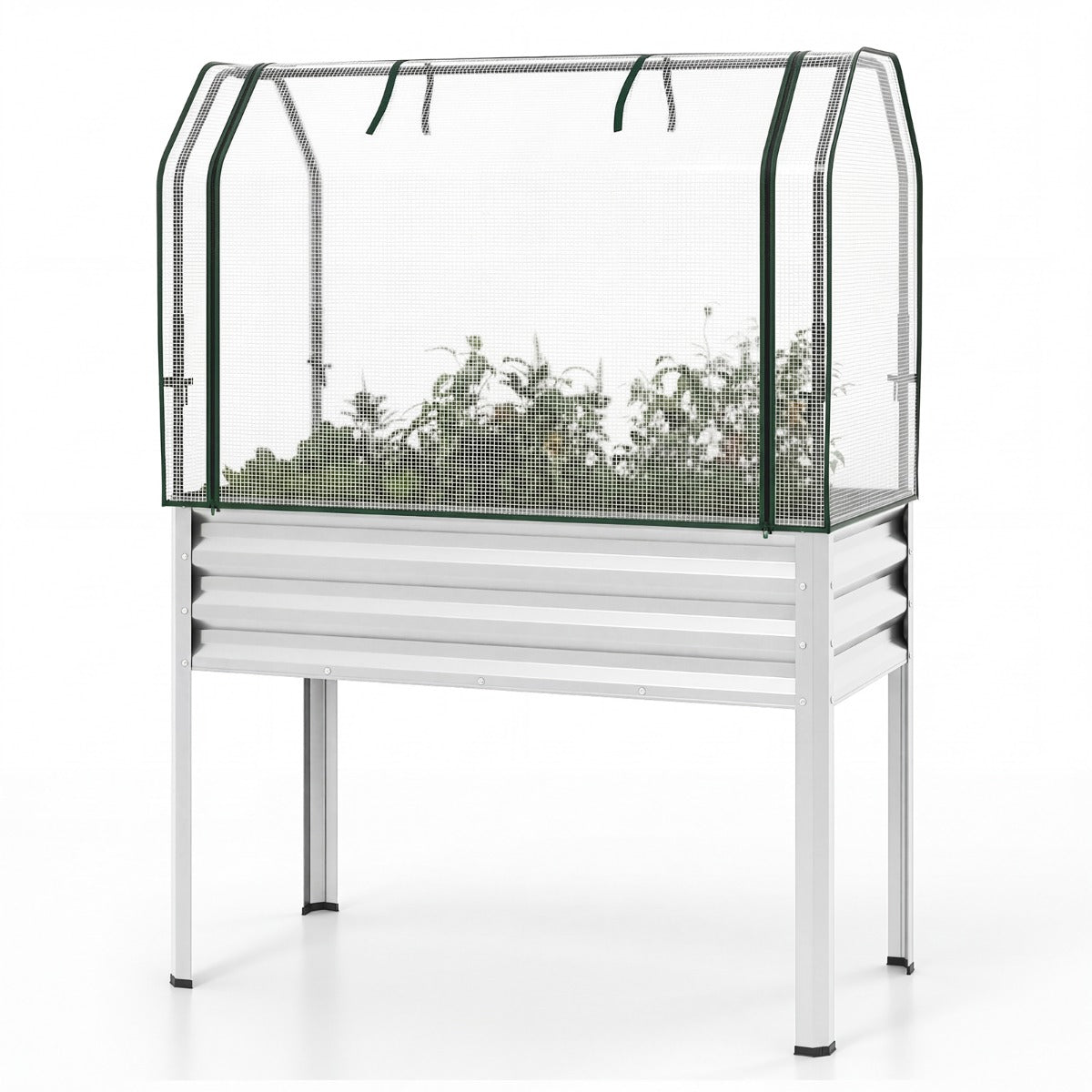 LIVSK Verhoogde Plantenbak - Comfortabele Werkhoogte 81 cm - Rolbare Deuren - 142 L Inhoud - Weerbestendig Metaal -