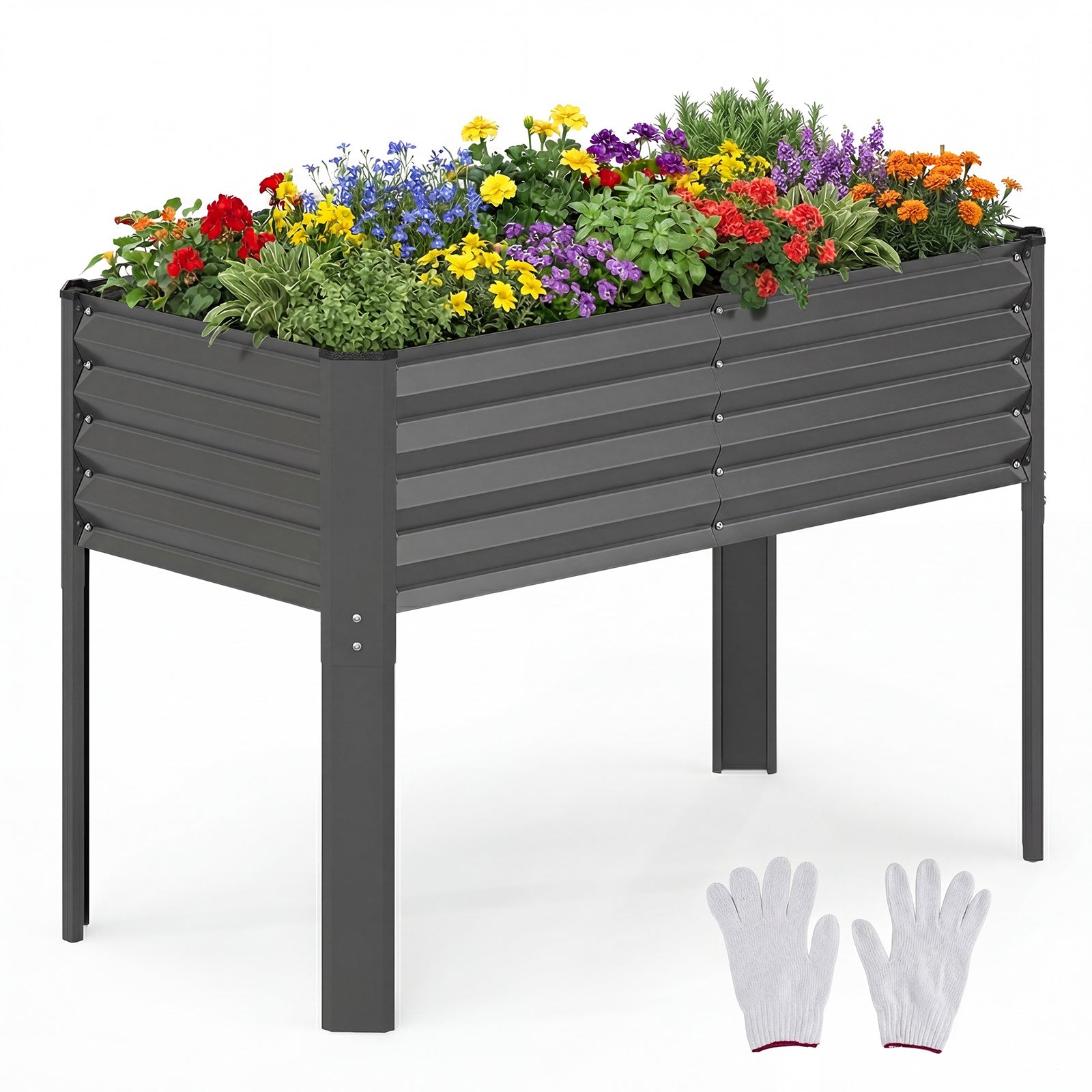 LIVSK Verhoogde Plantenbak - Robuust Verzinkt Metaal - Efficiënt Afwateringssysteem - Comfortabele Hoogte van 77,5 cm -