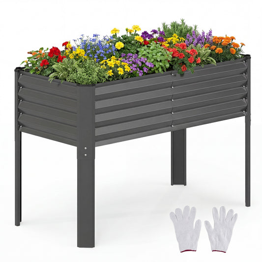 LIVSK Verhoogde Plantenbak - Robuust Verzinkt Metaal - Efficiënt Afwateringssysteem - Comfortabele Hoogte van 77,5 cm -