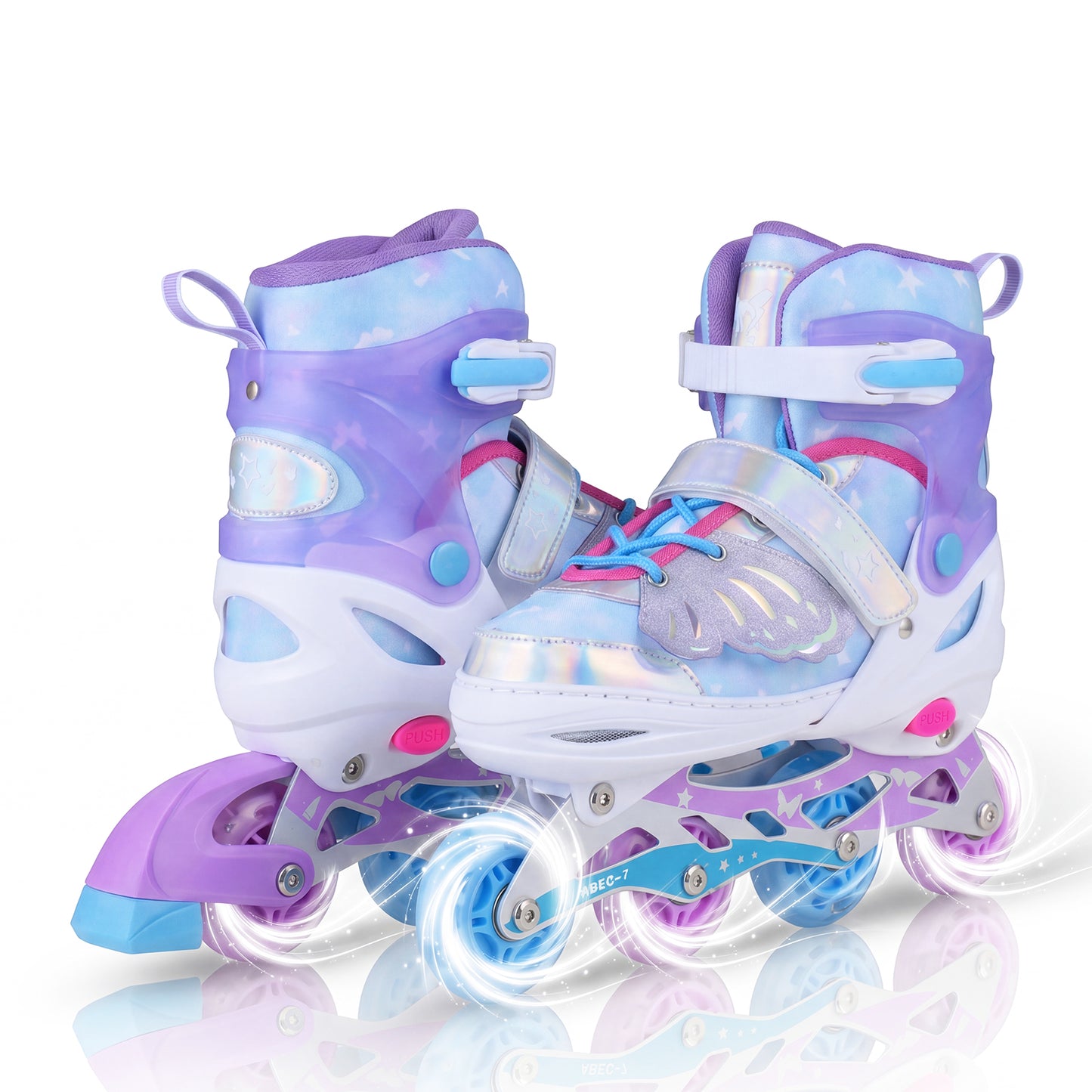 LIVSK Verstelbare Inline Skates - 4 Maten - LED Verlichte Wielen - Aluminium Frame - Ademend Mesh - Blauw