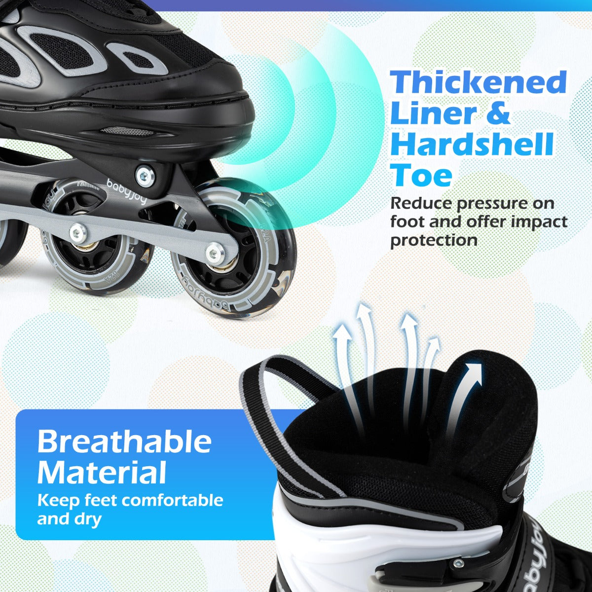 LIVSK Verstelbare Inline Skates voor Kinderen - 4 Maten - LED Verlichte Wielen - Comfortabel en Duurzaam - Wit & Zwart