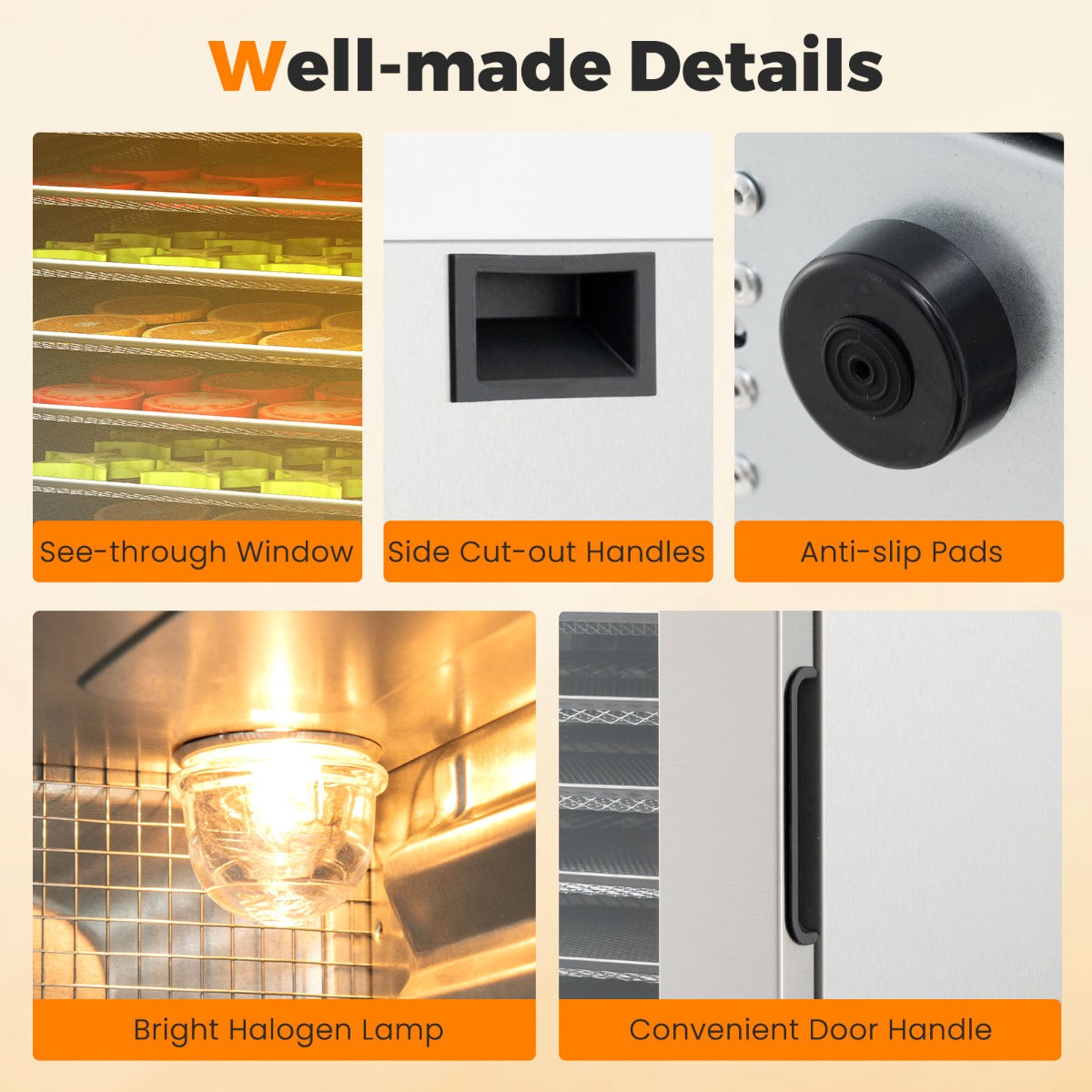 LIVSK Voedseldehydrator - 8 RVS Rekken - Digitale Timer tot 48 uur - 360° Luchtcirculatie - 850W - Zilver