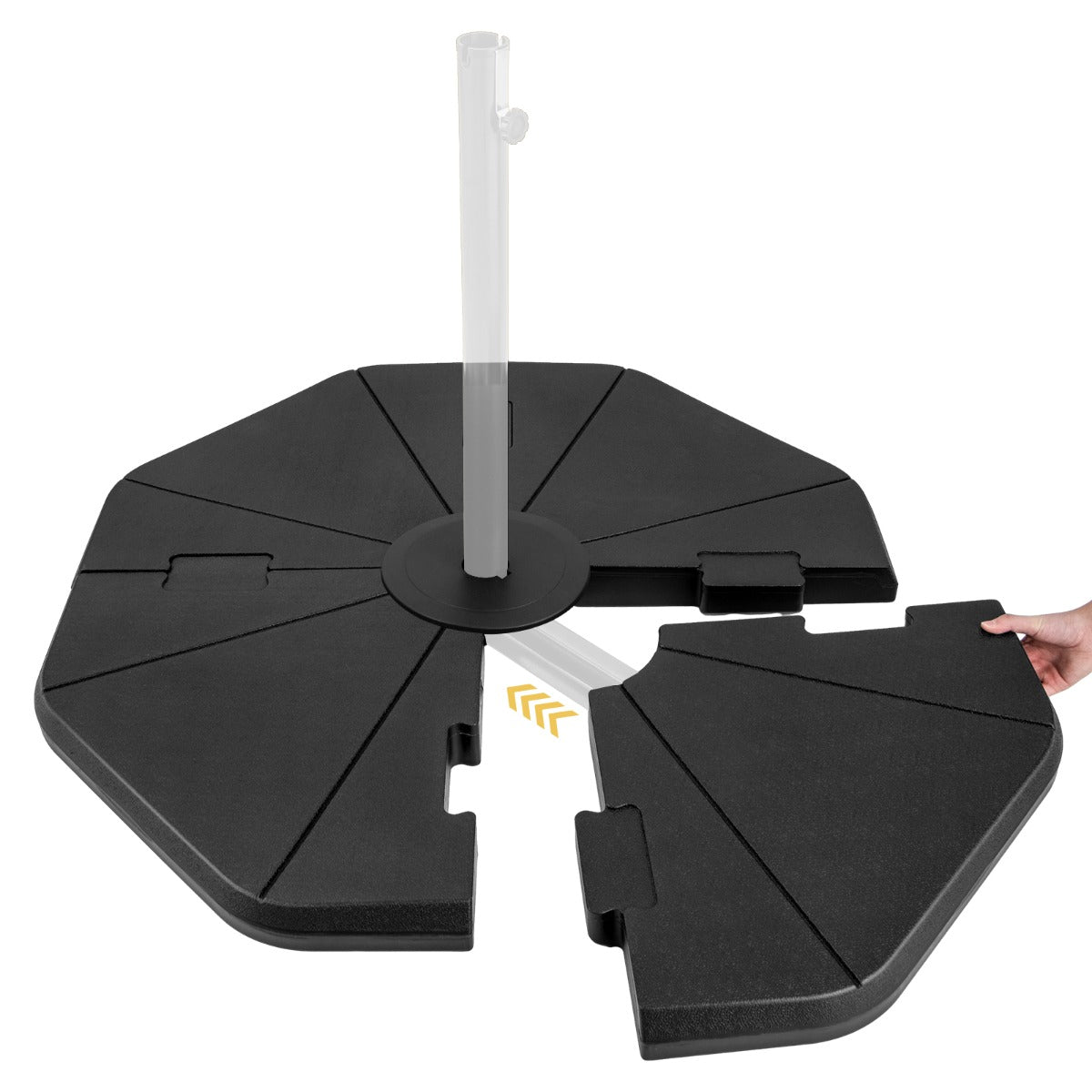 LIVSK Vulbare Parasolstandaard - HDPE Materiaal - Tot 94 kg Capaciteit - Stapelbare Platen - Geschikt voor Terras - Zwart