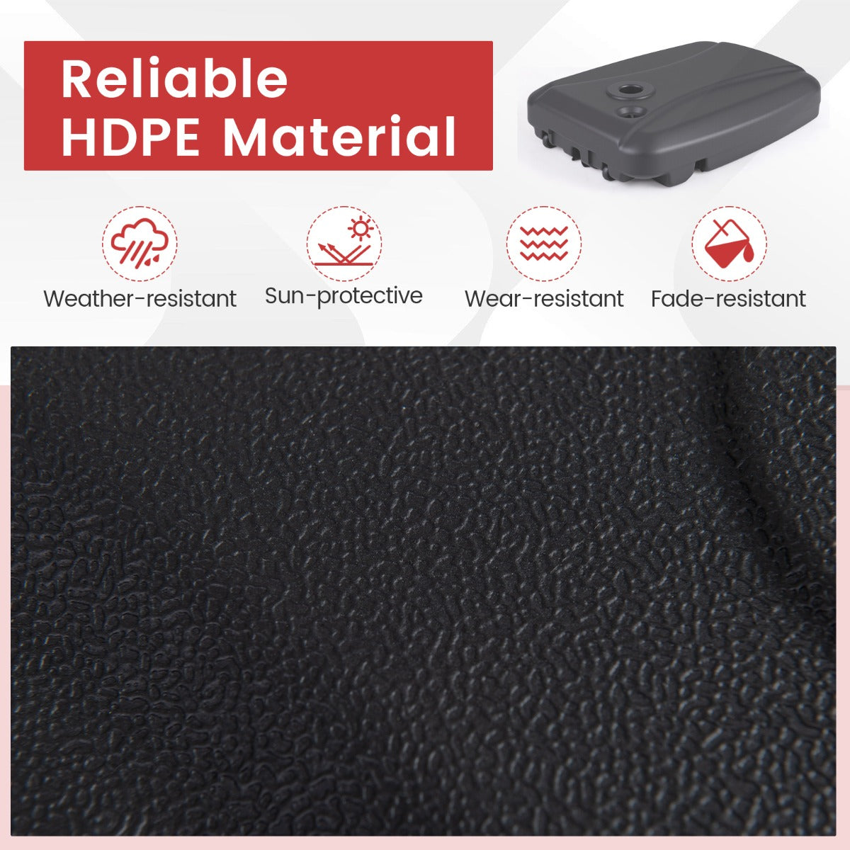 LIVSK Vulbare Parasolvoet - HDPE Materiaal - 102 kg Vulcapaciteit - Zwenkwielen - Eenvoudige Montage - Zwart