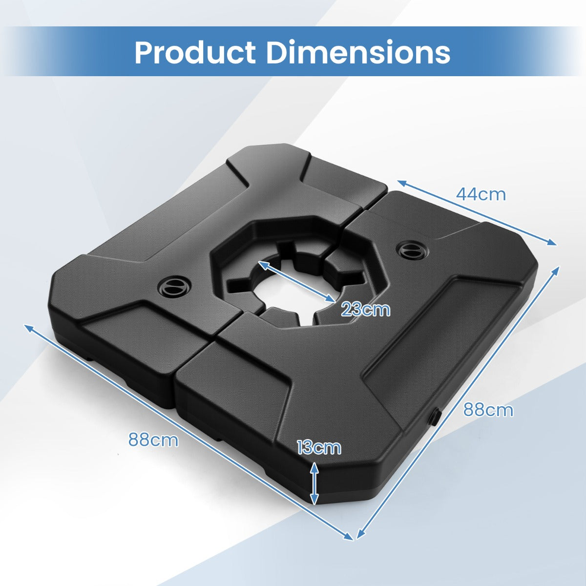 LIVSK Vulbare Parasolvoet - HDPE Materiaal - 124 kg Capaciteit - Eenvoudig Vullen en Legen - Zwart