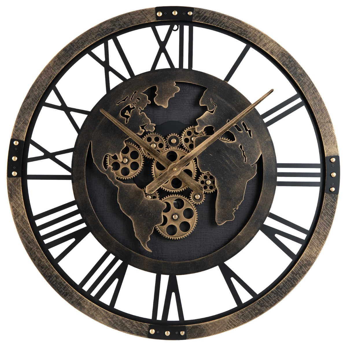 LIVSK Wandklok met Tandwielmechanisme - Geluidloze Werking - Grote Afmetingen 68 cm - Inclusief Wandmontageset - Bruin