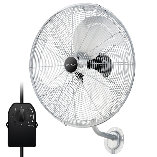 LIVSK Wandventilator - 3 Snelheden - Brede Oscillatie - Kantelbare Kop - Ruimtebesparend Ontwerp - Zwart/Zilver