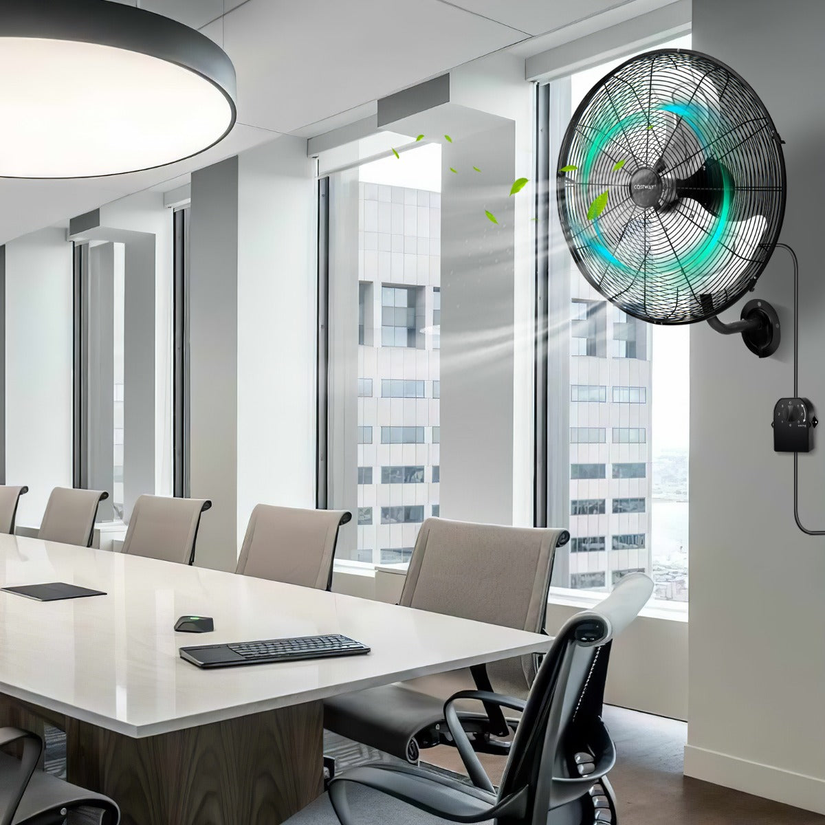 LIVSK Wandventilator - Krachtige Luchtstroom - 3 Verstelbare Snelheden - Brede Oscillatie - Metaal en Aluminium - Zwart
