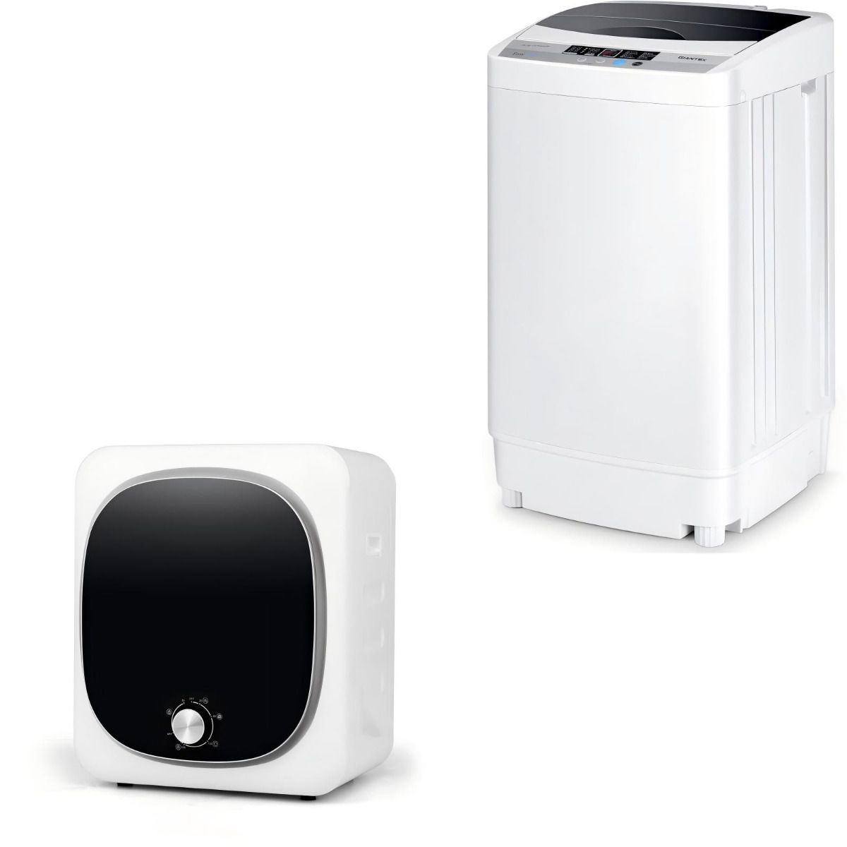 LIVSK Wasdroger en Wasmachine Combinatie - Hoogvermogen 800 W - Capaciteit 5 kg en 4,5 kg - Compact Ontwerp - Wit en Grijs