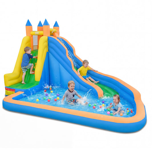 LIVSK Waterspeelpark - Met Glijbaan en Klimwand - Hoog Draagvermogen - Veilig en Duurzaam - Meerkleurig