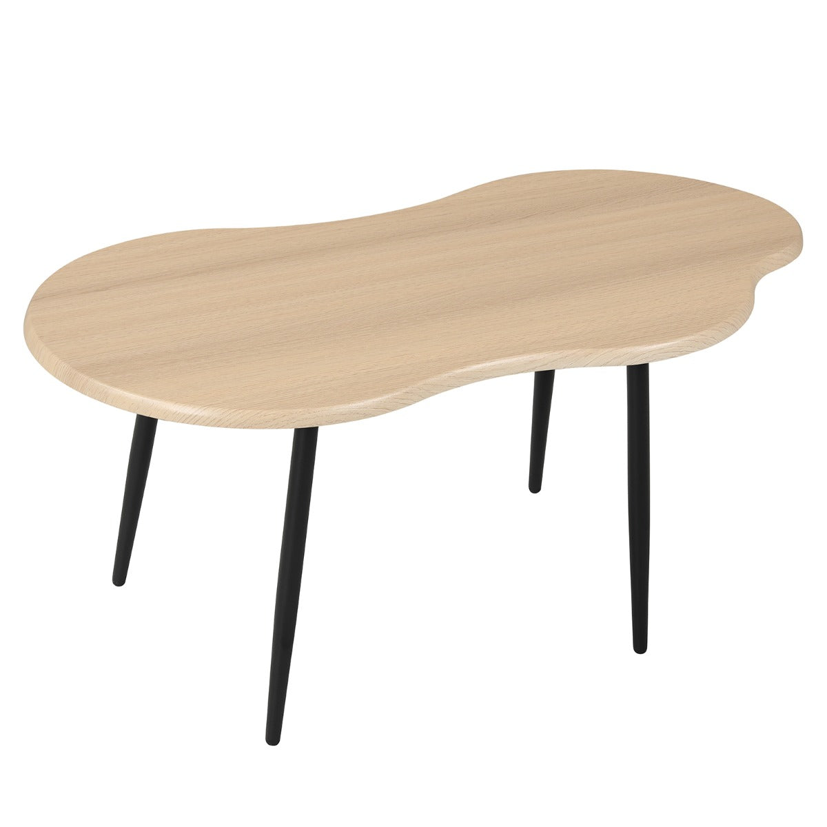 LIVSK Wolkvormige Salontafel - Onregelmatig Tafelblad - Stevig Metalen Frame - Royale Opbergruimte - Naturel/Notenhout