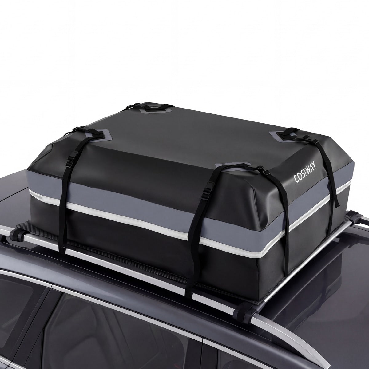 LIVSK Zachte Dakkoffer - 100% Waterdicht - Antidiefstalslot - Eenvoudige Bevestiging - 450L/600L - Zwart/Grijs