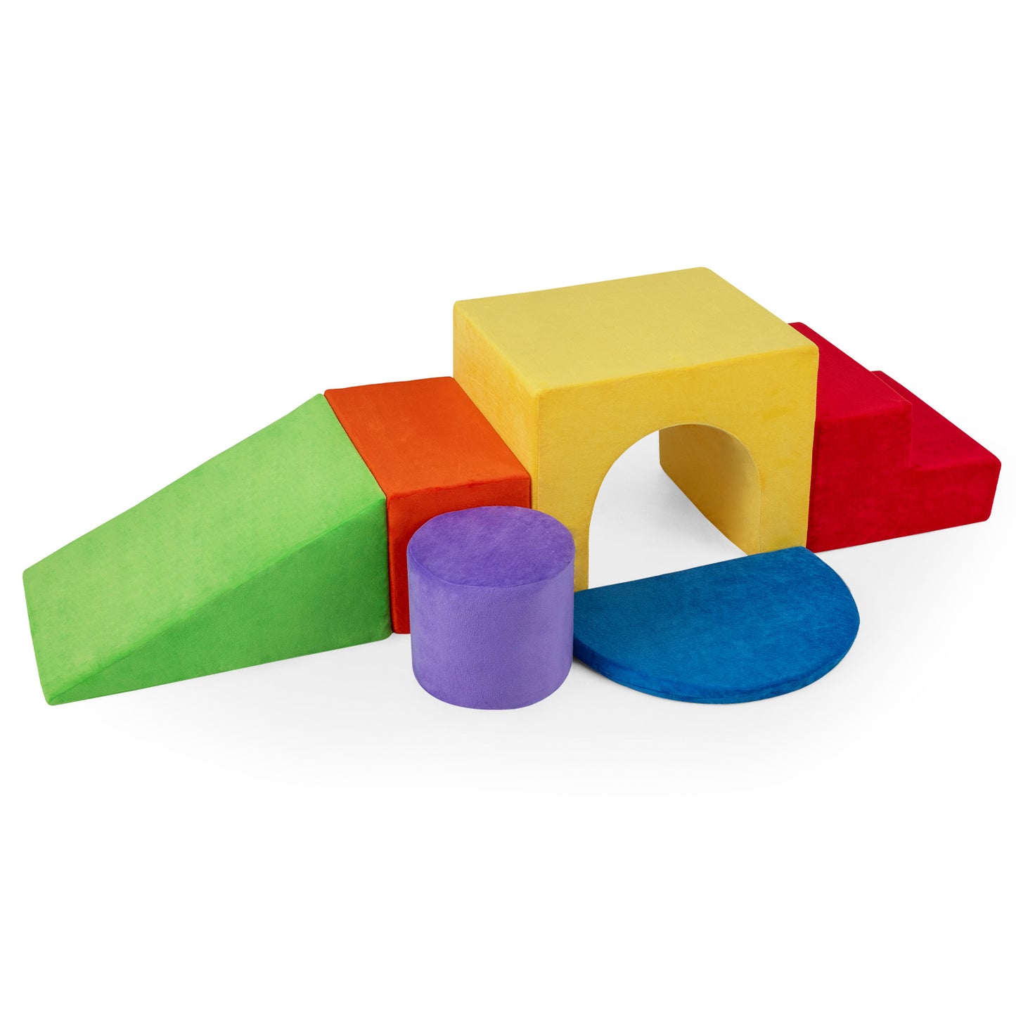 LIVSK Zachte Schuimstenen Set - 6-delige Set - Fluwelen Bekleding - Afneembare Hoes - Voor Kinderen - Roze/Rood/Wit