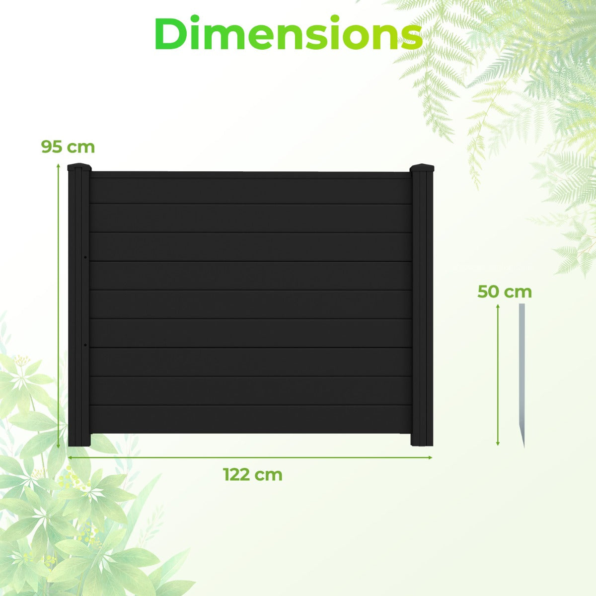 LIVSK Zichtschermhek - Weerbestendig Materiaal - Flexibele Opstelling - Extra Stabiele Palen - 122 x 95 cm - Wit/Zwart