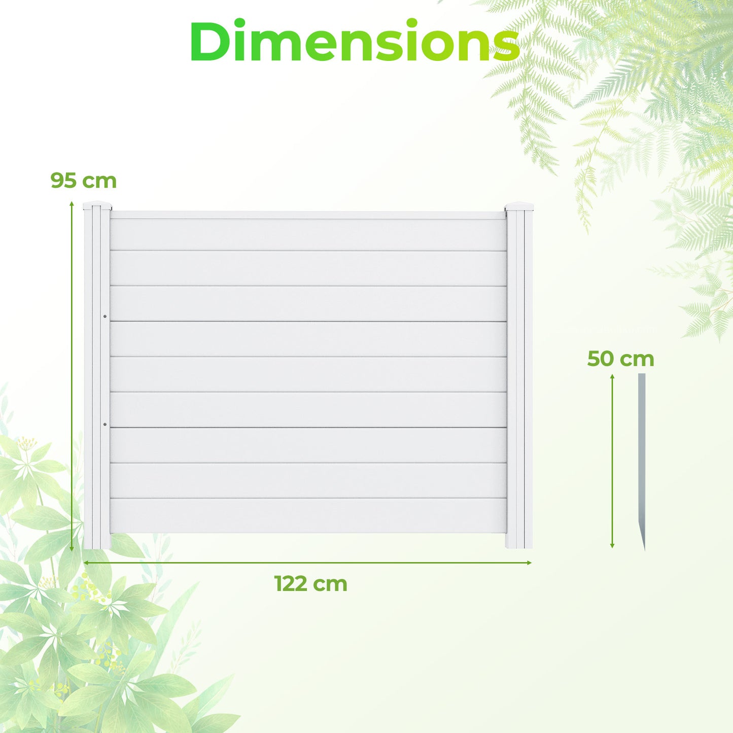 LIVSK Zichtschermhek - Weerbestendig Materiaal - Flexibele Plaatsing - Extra Stabiele Palen - 122 x 95 cm - Wit/Bruin