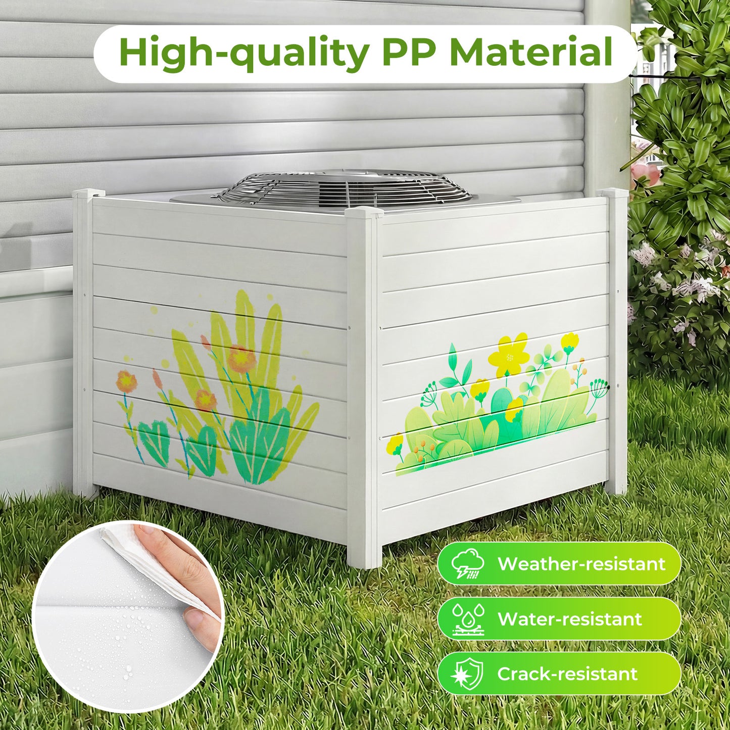 LIVSK Zichtschermhek - Weerbestendig Materiaal - Flexibele Plaatsing - Extra Stabiele Palen - 122 x 95 cm - Wit/Bruin