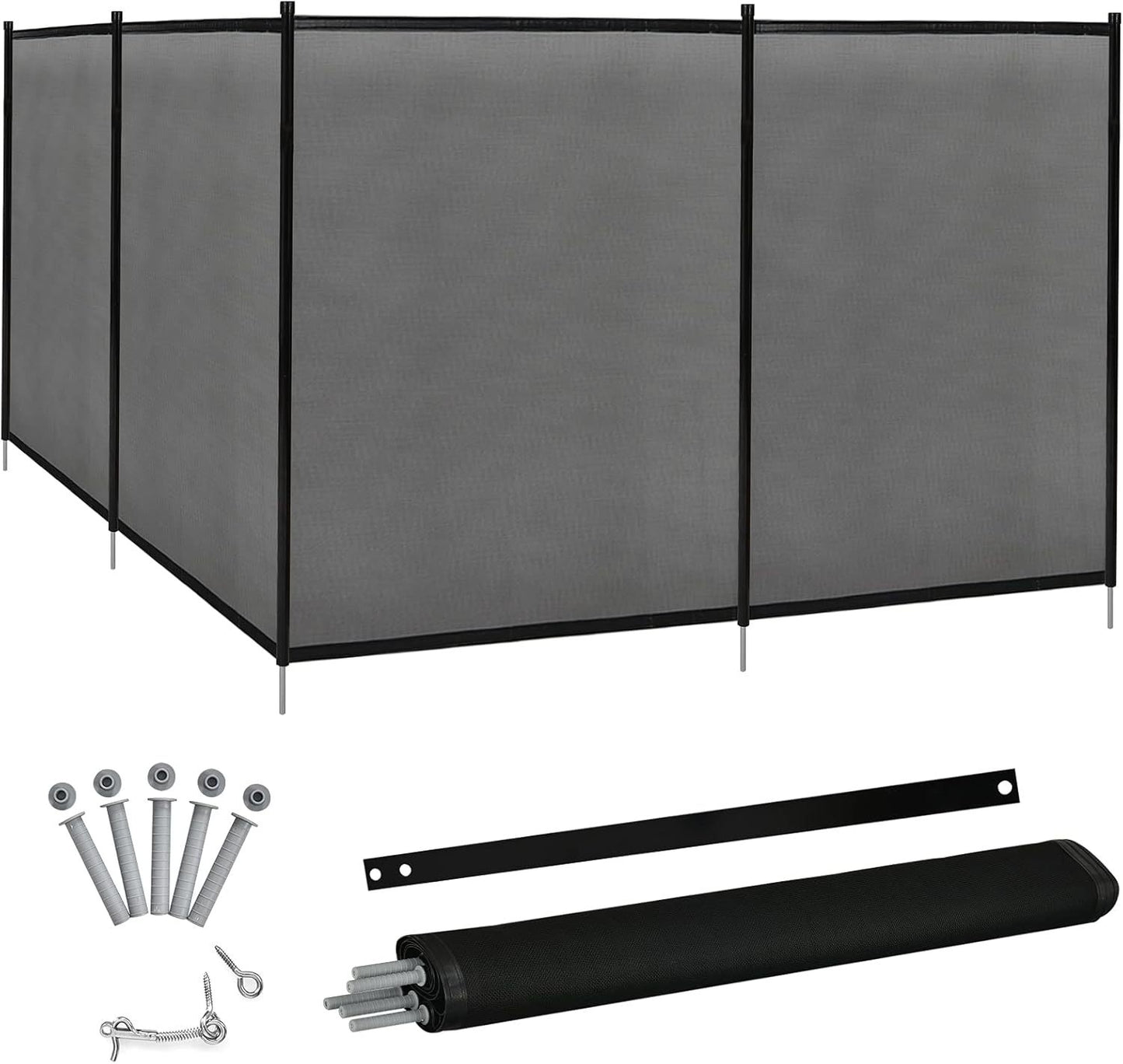 LIVSK Zwembadhek - Veiligheidsoplossing - Flexibel Polyesterweefsel - Ruimtebesparend - 360 x 125 cm - Zwart