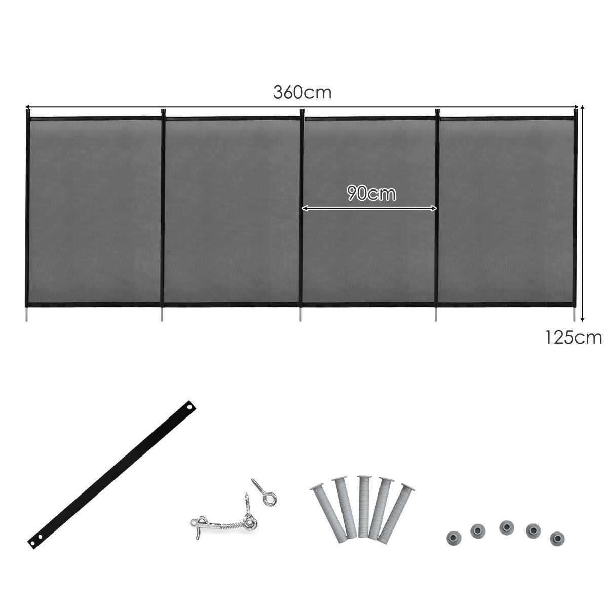 LIVSK Zwembadhek - Veiligheidsoplossing - Flexibel Polyesterweefsel - Ruimtebesparend - 360 x 125 cm - Zwart