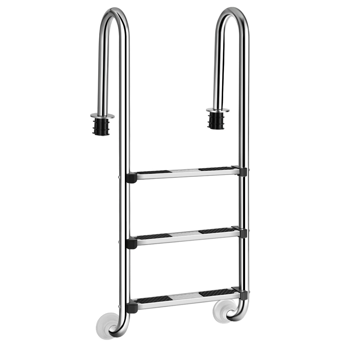LIVSK Zwembadladder - Roestvrij Staal 304 - Antislip Voetstappen - Ergonomische Leuningen - Tot 150 kg - 55x25x132,5 cm