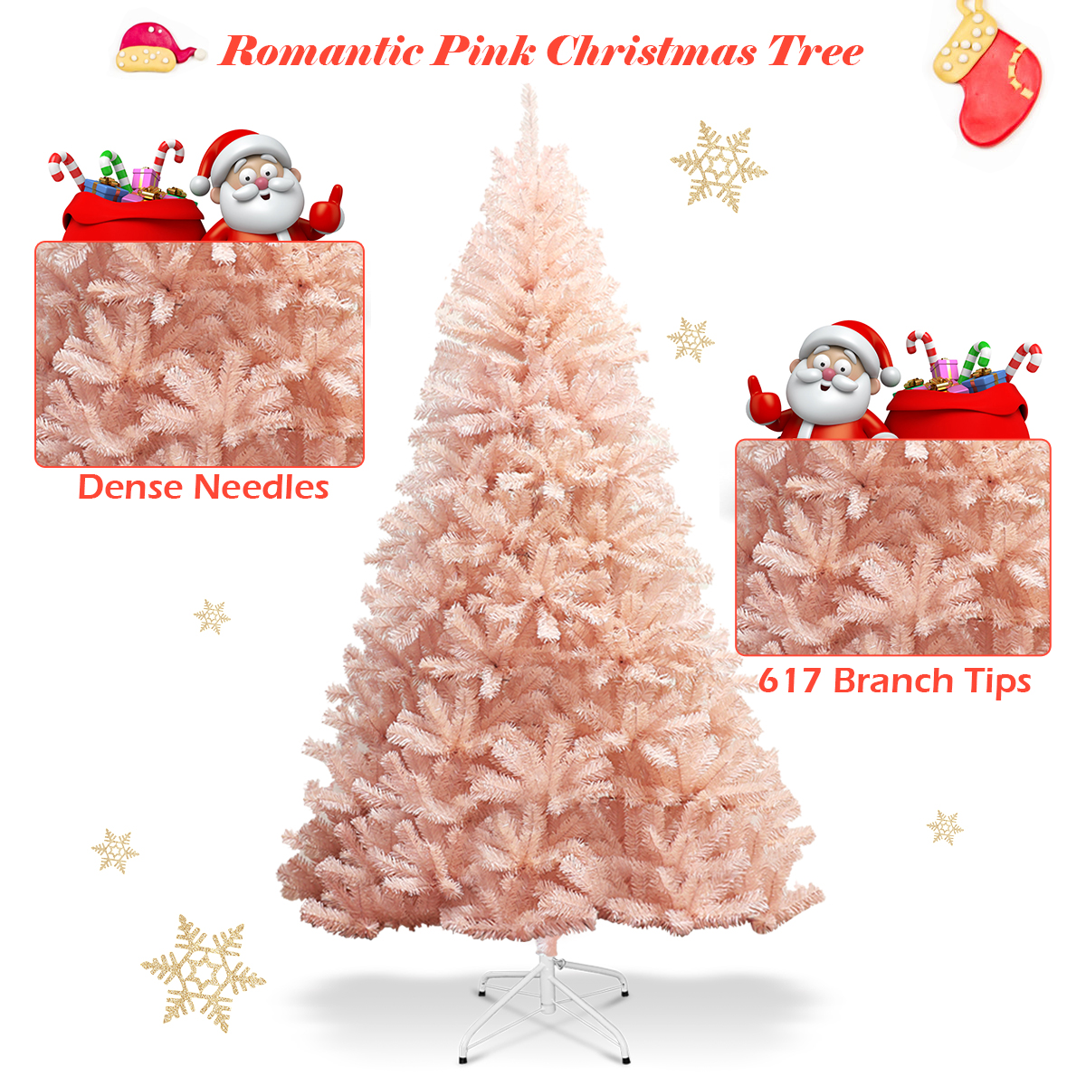 180cm Kerstboom Dennenboom Met Metalen Standaard Kunstkerstboom Roze ...