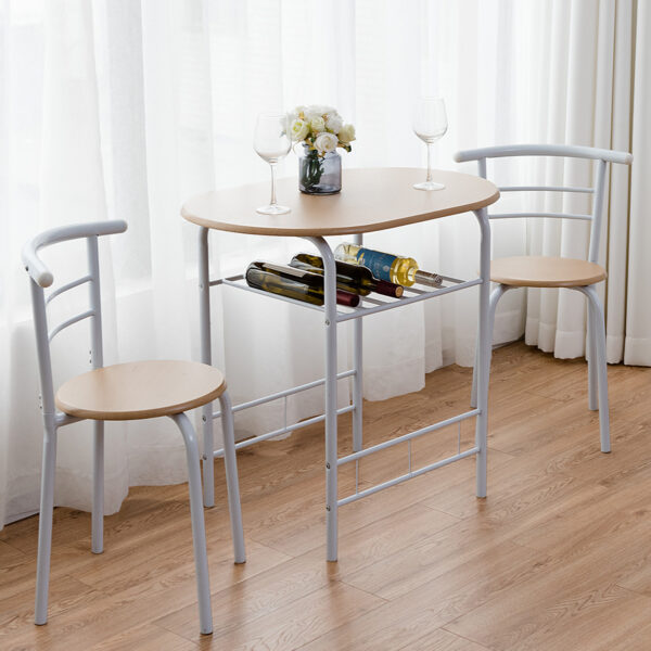 Livsk 3 Delig Dinerset Ovale Tafel En Midden Rug Stoelen Met Ingebouwd Rek Minimalisme Design Keuken Eethoek Naturel 1.jpg