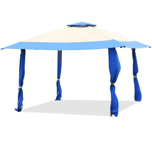 Livsk 4 M X 4 M Paviljoen Met Dubbel Dak Partytent Van Oxford Weefsel En Metaal Inclusief Draagtas Tuinpaviljoen Blauw 1.jpg