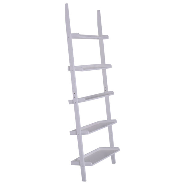 Livsk 5 Tier Ladder Plank Boekenkast Archiefrek Wit 1.jpg