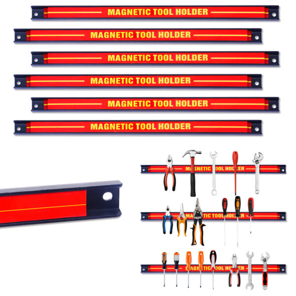 Livsk 6 X Magnetische Gereedschapshouder Wand Magneetstrip Set Magneetstrip 46 Cm Rood En Zwart 1.jpg