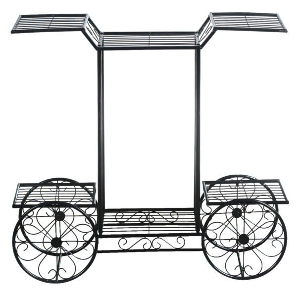 Livsk Decoratieve Bloemenstandaard Plantenstandaard Met 6 Planken Vrijstaande Bloemenwagen Voor Binnen En Buiten Metaal Zwart 805 X 25 X 75 1.jpg