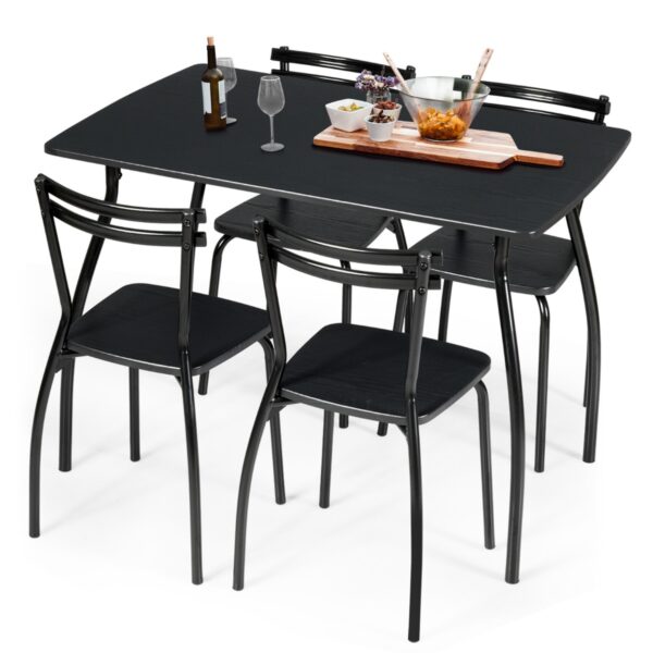 Livsk Eettafel Met 4 Stoelen 5 Delige Eetgroep Rechthoekige Keukentafel Eetkamertafel Hout Met Stevig Metalen Frame Voor 4 Personen Zwart 1.jpg