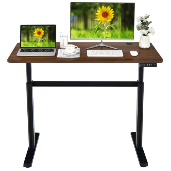 Livsk Elektrische Sta Bureau Met Usb Oplaadpoort 120 X 60 Cm In Hoogte Verstelbaar Staande Bureau Ergonomische Computer Werkplek Bruin 1.jpg