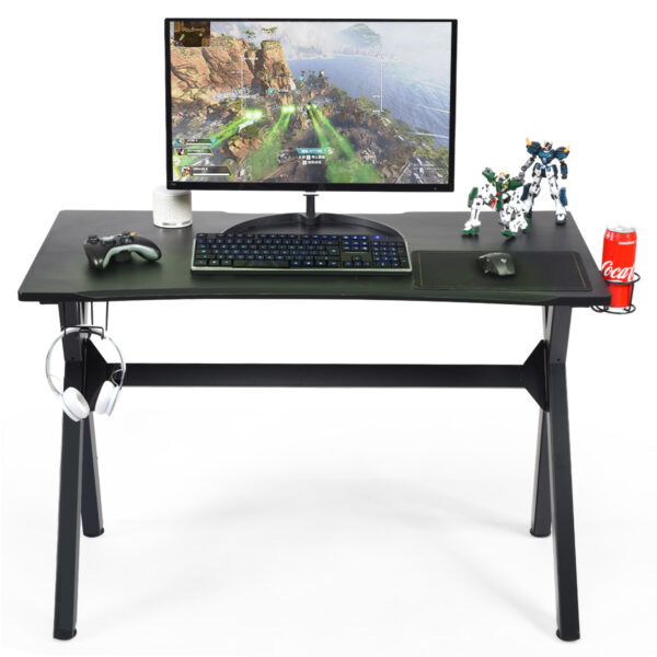 Livsk Gamingtafel Bureau Computertafel Met Bekerhouder Koptelefoonhaak En Muismat Gamertafel Voor Thuis Kantoor Slaapzaal Zwart 1.jpg