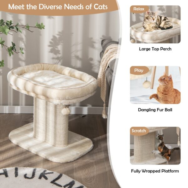 Livsk Kattenboom Toren Voor Kittens Katten Activiteiten Toren Met Grote Pluche Zitstok Sisal Krabplaat Interactieve Bal Beige 1.jpg