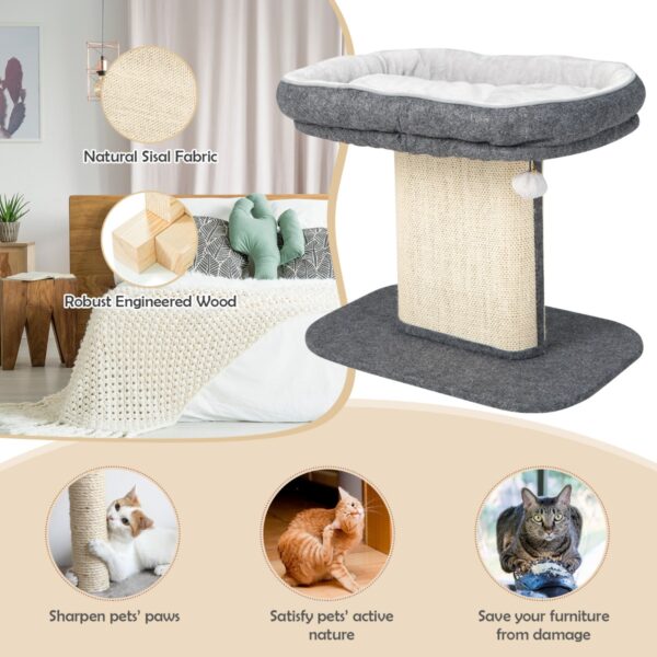 Livsk Kattenboom Toren Voor Kittens Katten Activiteiten Toren Met Grote Pluche Zitstok Sisal Krabplaat Interactieve Bal Grijs 1.jpg