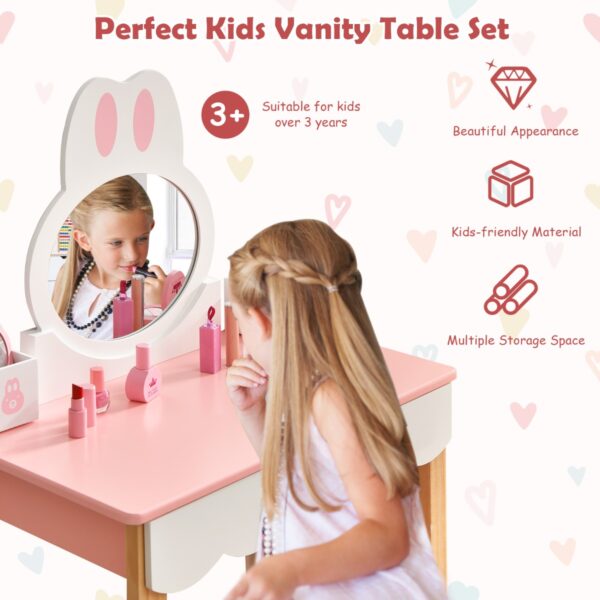 Livsk Kinderspeelgoed Kaptafel En Stoel Kinder Kaptafel Set Met Spiegel Lades Opbergdoos Make Up Kaptafel Set Roze 1.jpg