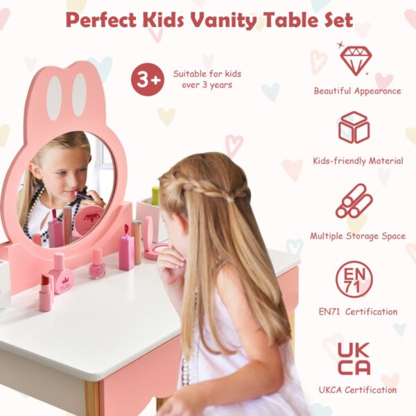 Livsk Kinderspeelgoed Kaptafel En Stoel Kinder Kaptafel Set Met Spiegel Lades Opbergdoos Make Up Kaptafel Set Wit 1.jpg