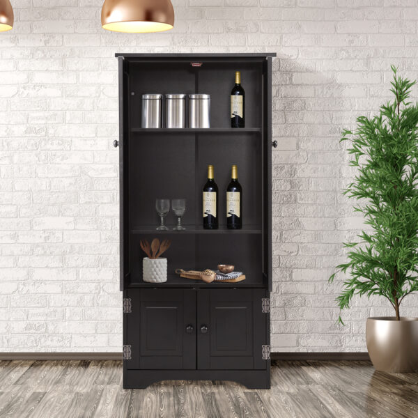 Livsk Midi Kast Zijkast Highboard Hoge Kast Hout Zwart 59 X 32 X 123 Cm 1.jpg