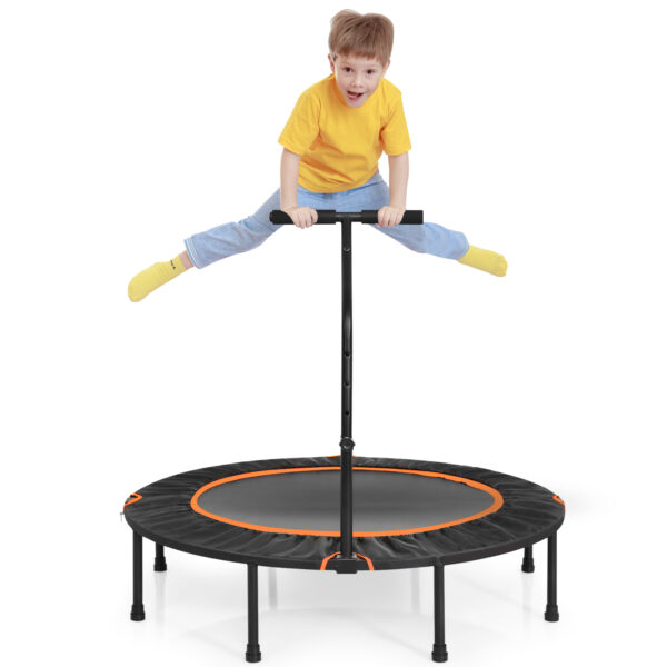 Livsk Mini Trampoline %cf%86120 Cm Opvouwbare Fitnesstrampoline Met In Hoogte Verstelbare Handgreep Oranje En Zwart 1.jpg