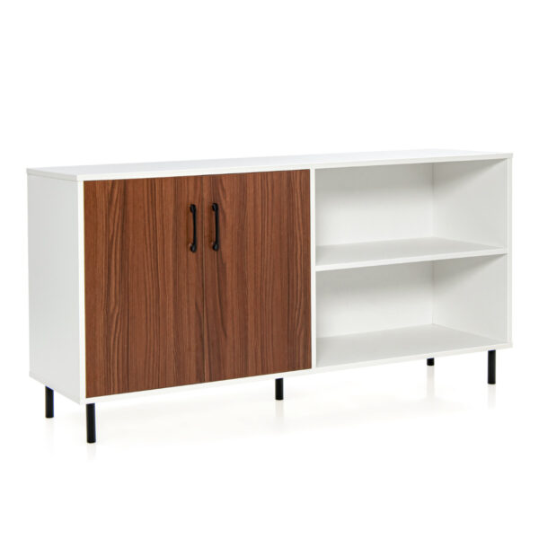 Livsk Modern Buffetkast Credenza Kast Met Open Deuren En Compartimenten Keuken Kast Met Metalen Poten Barkast 1.jpg